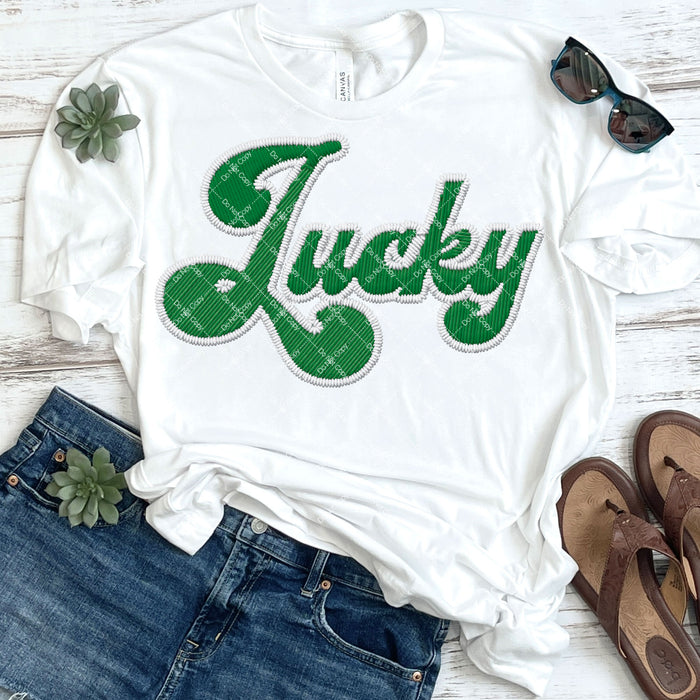 Lucky Faux Embroidery DTF Transfer