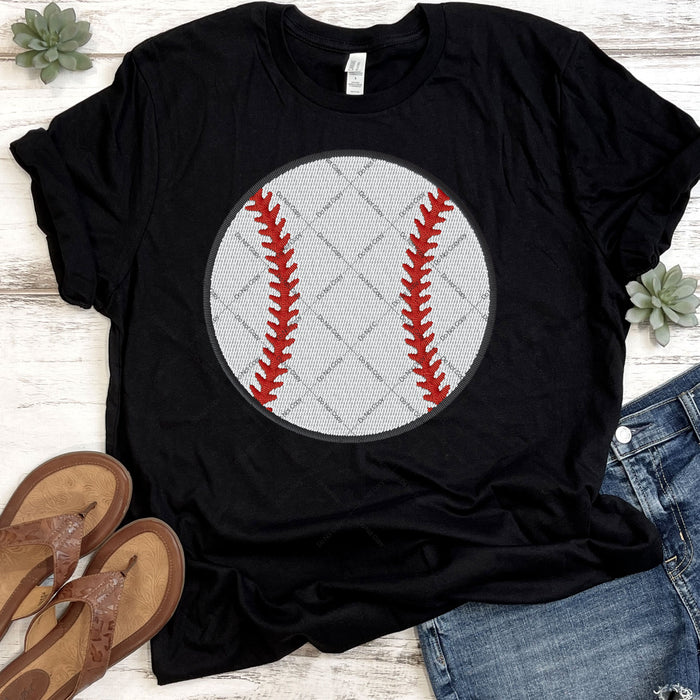 Baseball Faux Embroidery DTF Transfer