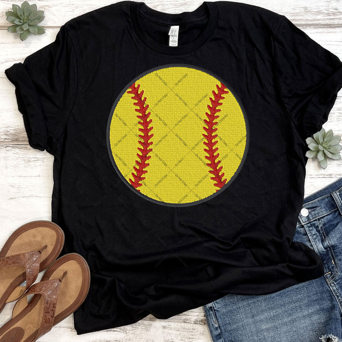 Softball Faux Embroidery DTF Transfer