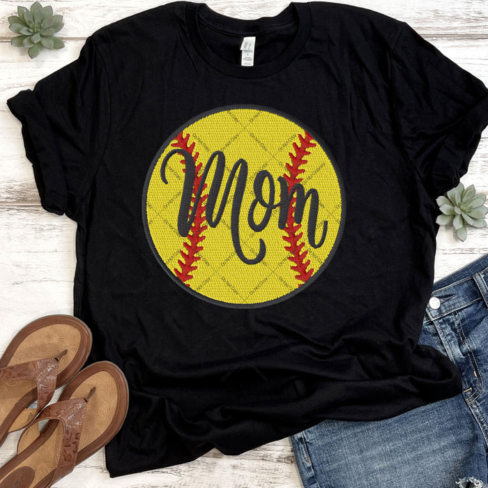 Softball Mom Faux Embroidery DTF Transfer