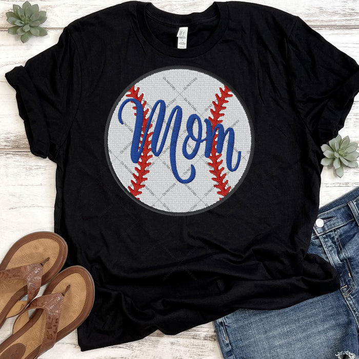 Baseball Mom Faux Embroidery DTF Transfer