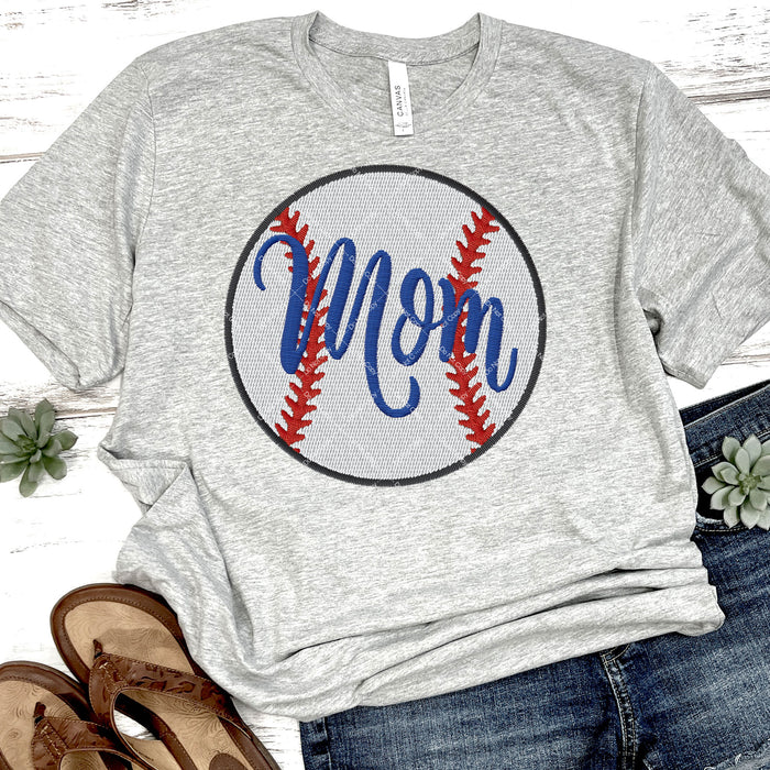 Baseball Mom Faux Embroidery DTF Transfer