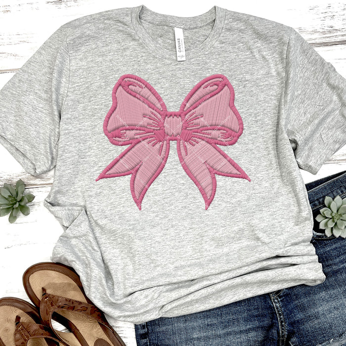 Pink Coquette Bow Faux Embroidery DTF Transfer