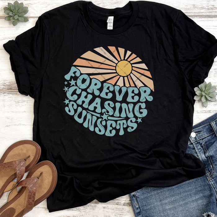 Forever Chasing Sunsets Faux Embroidery DTF Transfer