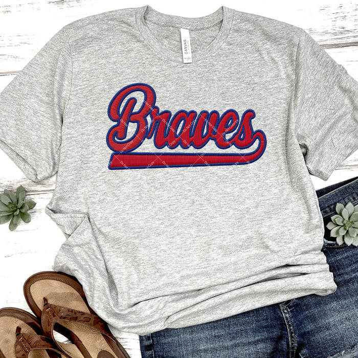Braves Faux Embroidery DTF Transfer