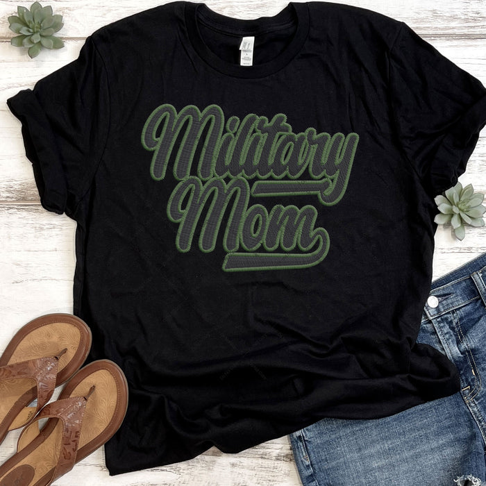 Military Mom Faux Embroidery DTF Transfer