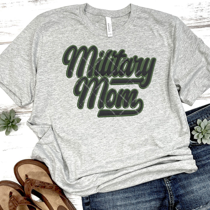 Military Mom Faux Embroidery DTF Transfer