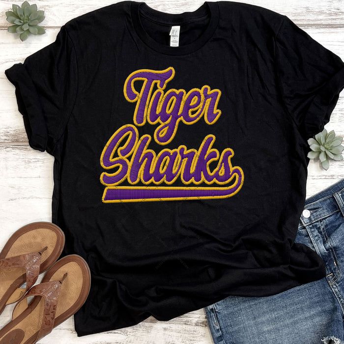 Tiger Sharks Faux Embroidery DTF Transfer
