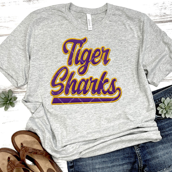 Tiger Sharks Faux Embroidery DTF Transfer