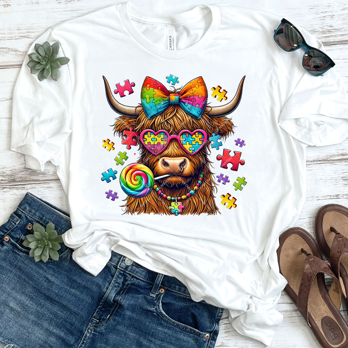 Highland Cow For Autism DTF Transfer — Sunny Daze Transfers