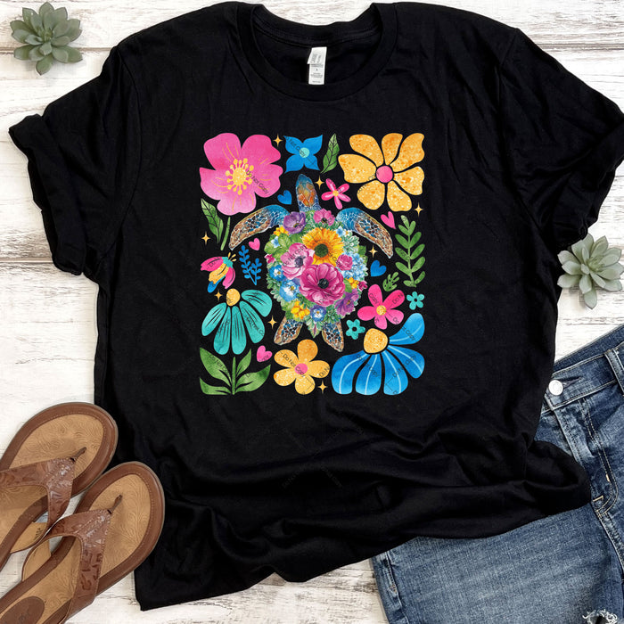 Floral Sea Turtle DTF Transfer