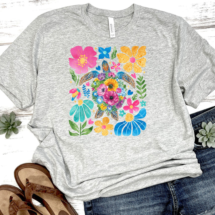Floral Sea Turtle DTF Transfer