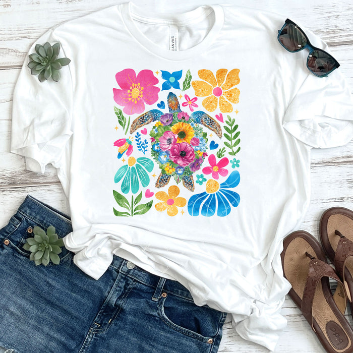 Floral Sea Turtle DTF Transfer
