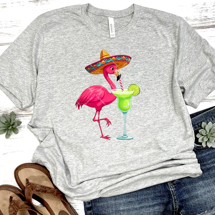 Pink Flamingo With A Margarita DTF Transfer