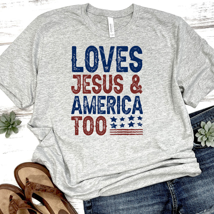 Loves Jesus & America Too DTF Transfer