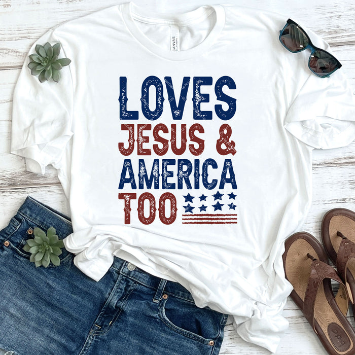 Loves Jesus & America Too DTF Transfer