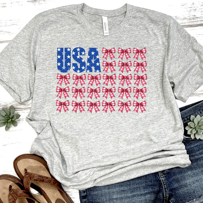 American Flag In Coquette Bows DTF Transfer