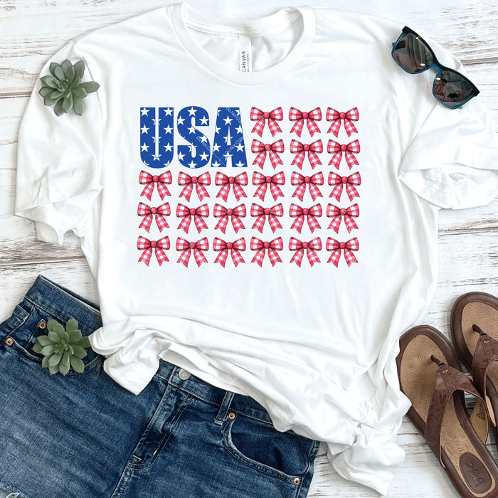 American Flag In Coquette Bows DTF Transfer
