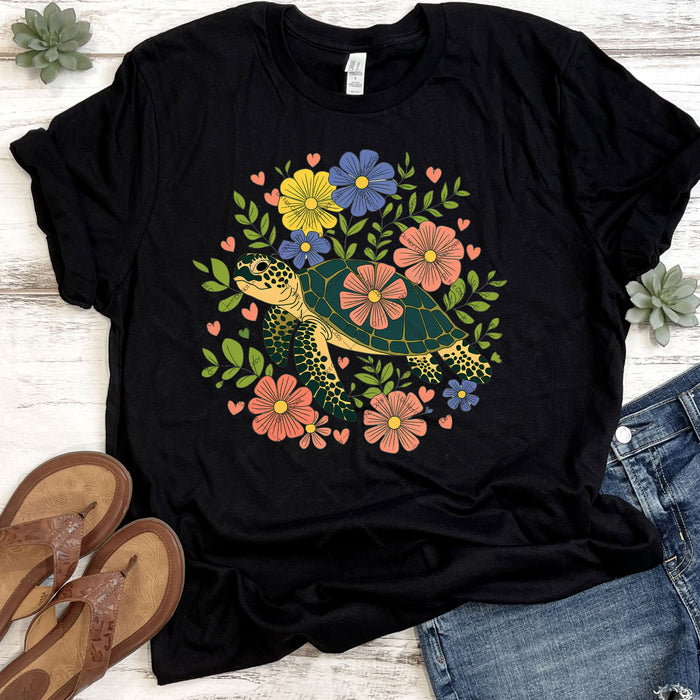 Floral Sea Turtle DTF Transfer