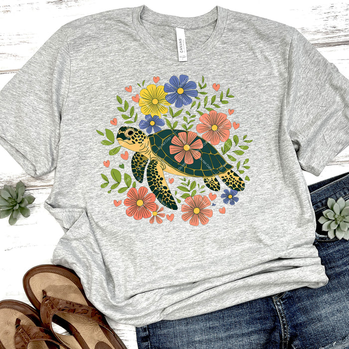 Floral Sea Turtle DTF Transfer