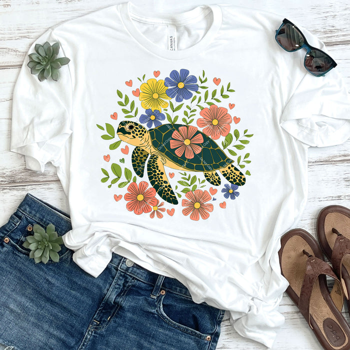 Floral Sea Turtle DTF Transfer