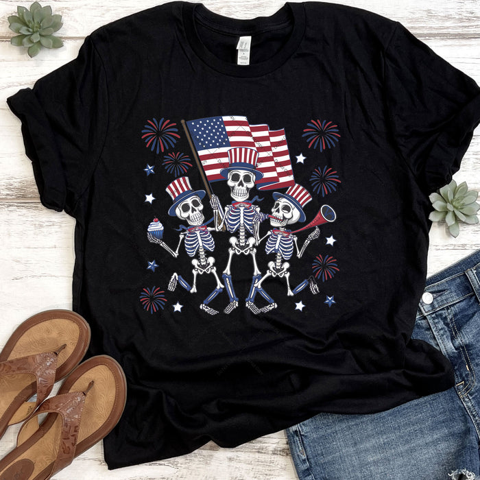 Skeletons Celebrating Independence Day DTF Transfer