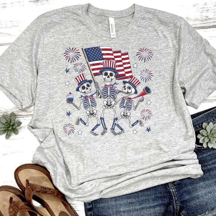 Skeletons Celebrating Independence Day DTF Transfer
