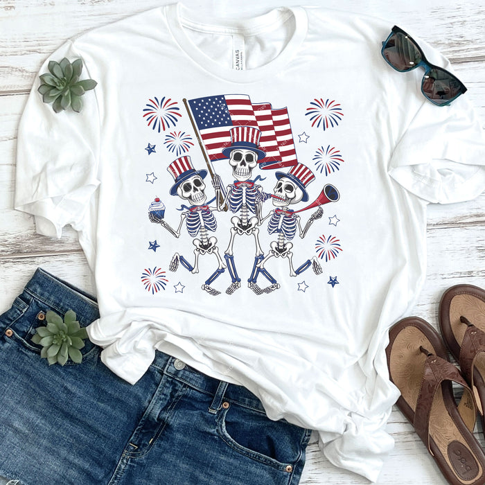 Skeletons Celebrating Independence Day DTF Transfer