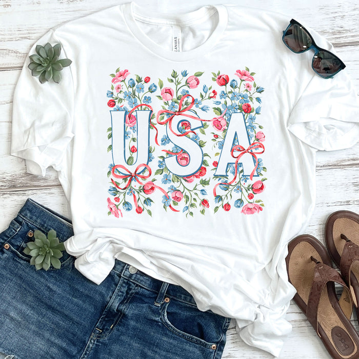 Floral USA DTF Transfer