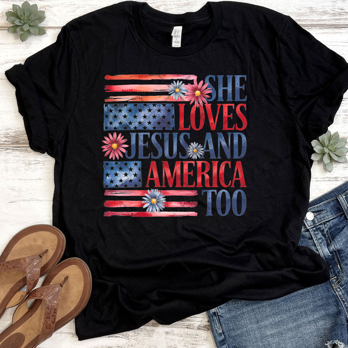 She Loves Jesus And America Too DTF Transfer