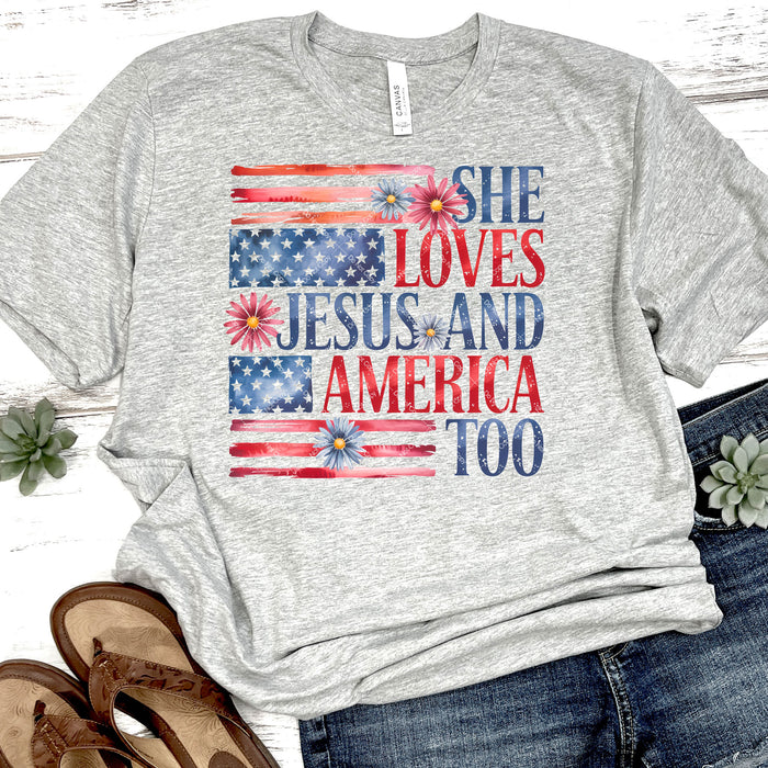 She Loves Jesus And America Too DTF Transfer