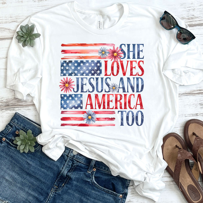 She Loves Jesus And America Too DTF Transfer