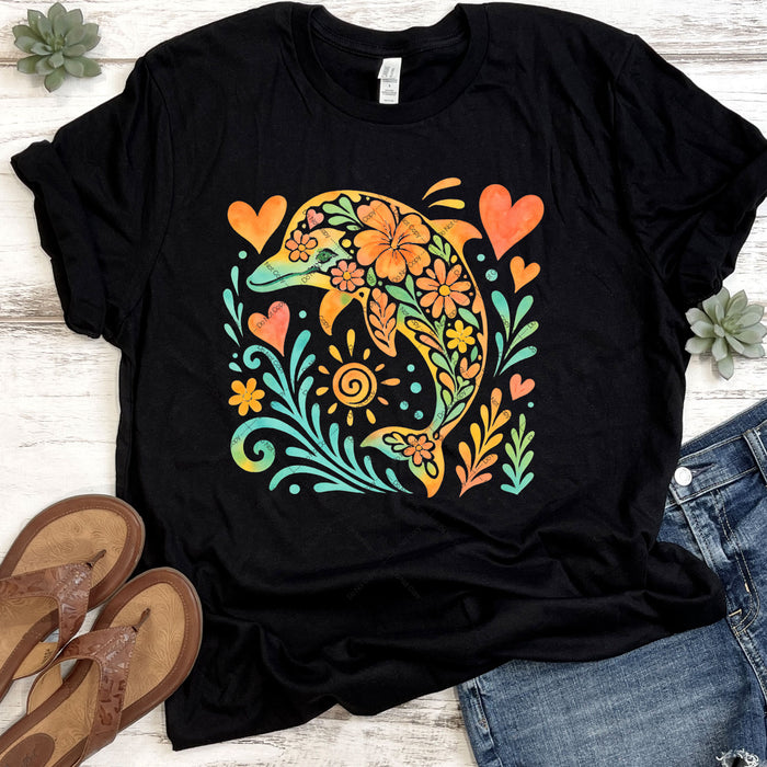 Floral Dolphin DTF Transfer