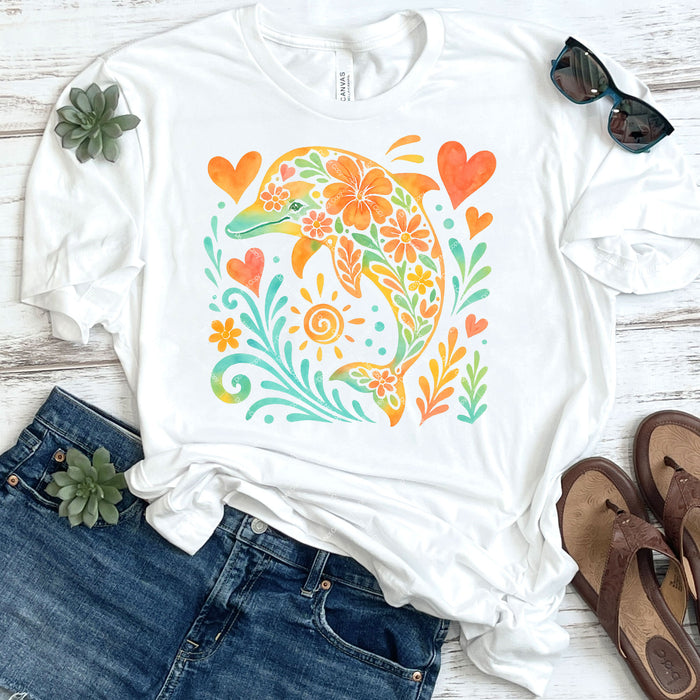 Floral Dolphin DTF Transfer