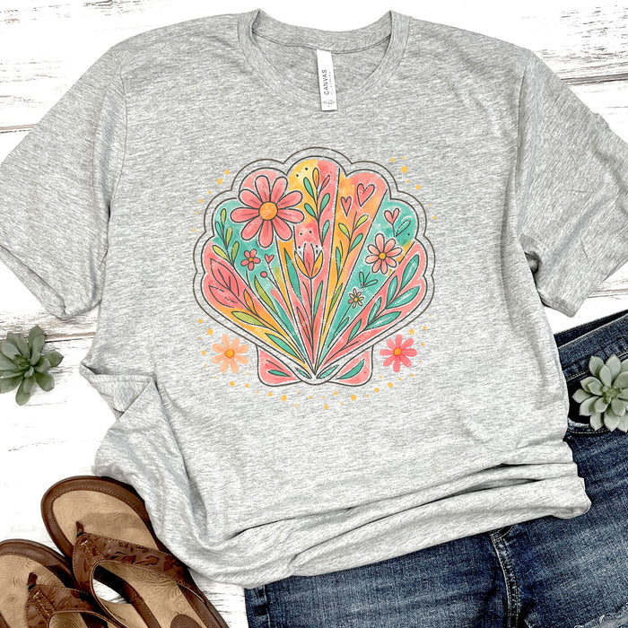 Beautiful Floral Scallop Shell DTF Transfer