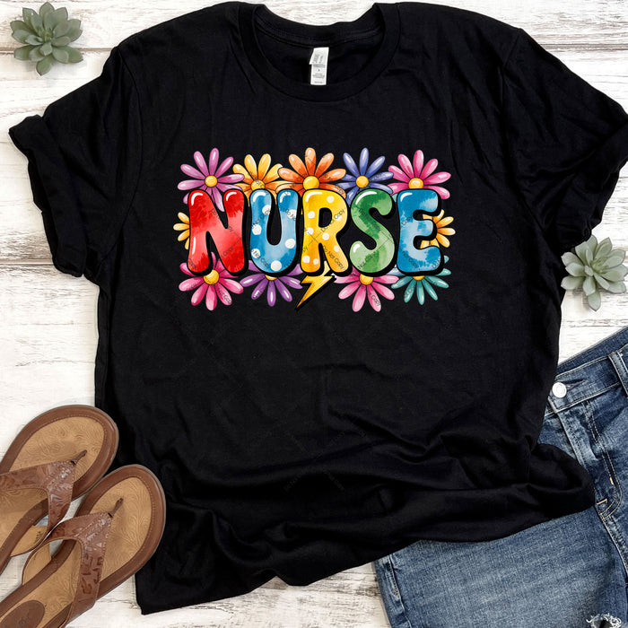 Bright Floral Nurse DTF Transfer