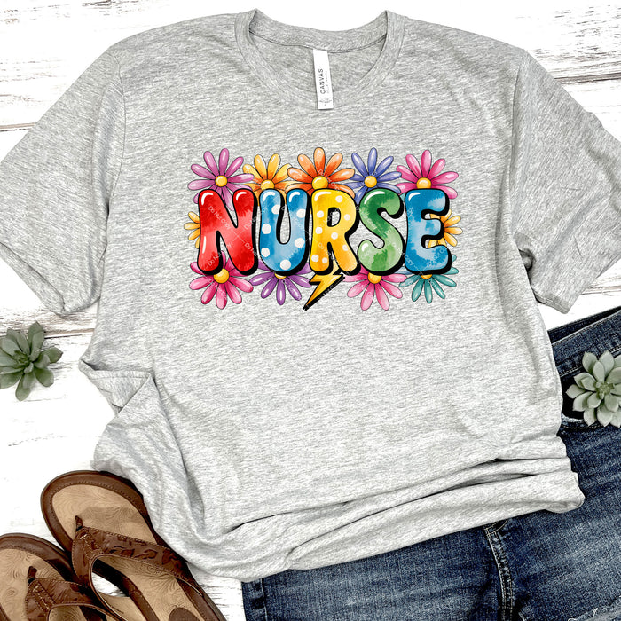 Bright Floral Nurse DTF Transfer