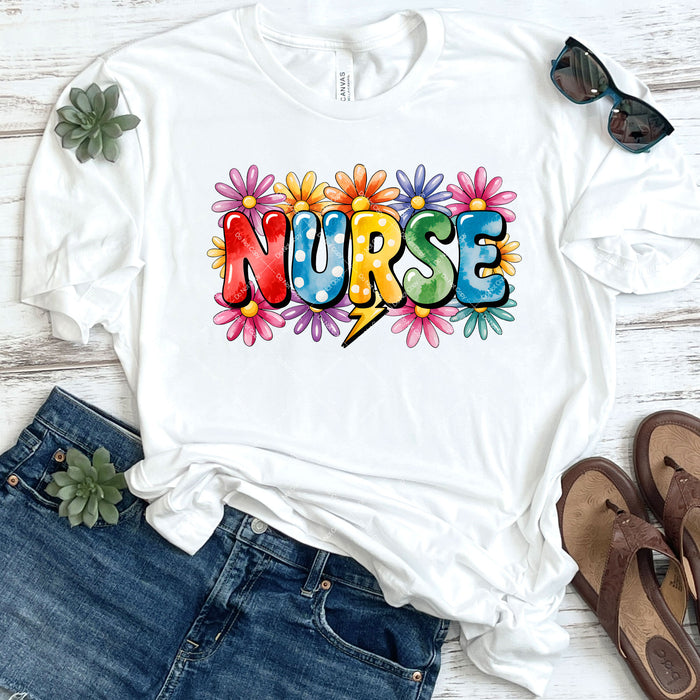 Bright Floral Nurse DTF Transfer