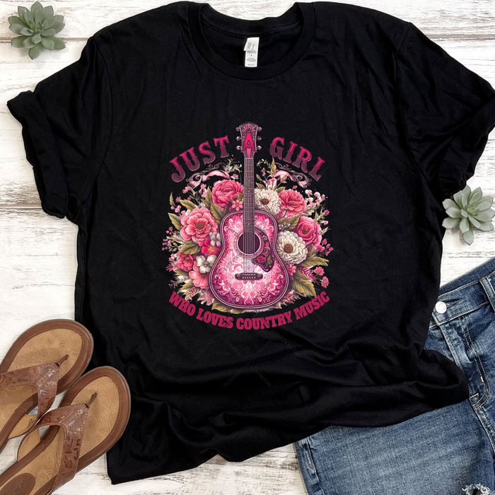 Just A Girl Who Loves Country Music DTF Transfer