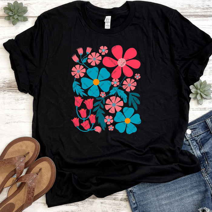 Bright Floral Print DTF Transfer