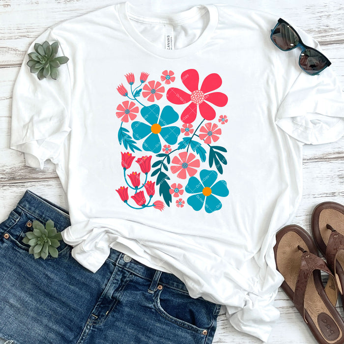 Bright Floral Print DTF Transfer