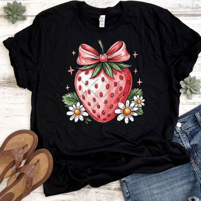 Coquette Strawberry Bow DTF Transfer