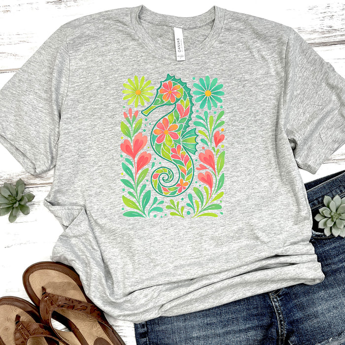 Beautiful Floral Seahorse DTF Transfer