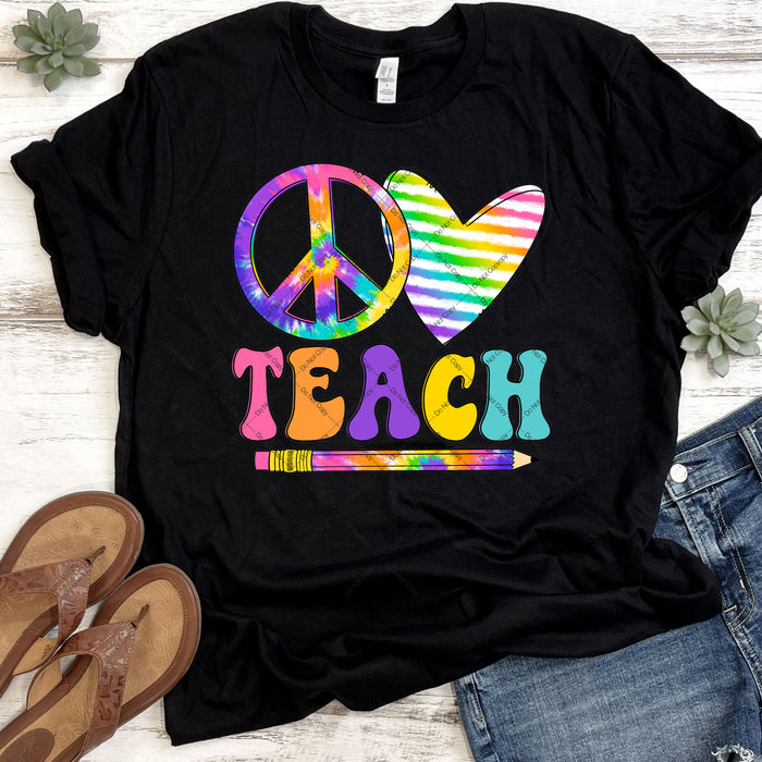 Peace Love Teach DTF Transfer