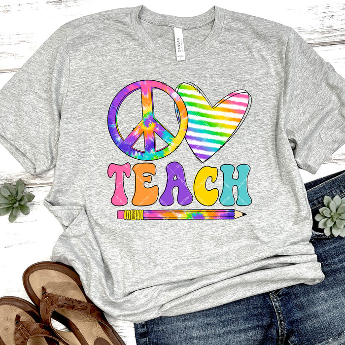 Peace Love Teach DTF Transfer