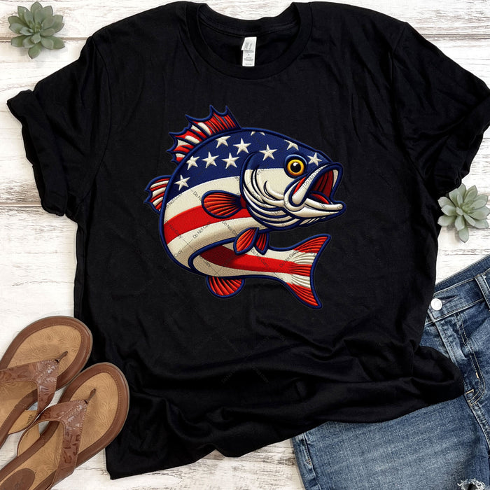 American Fish Faux Embroidery DTF Transfer