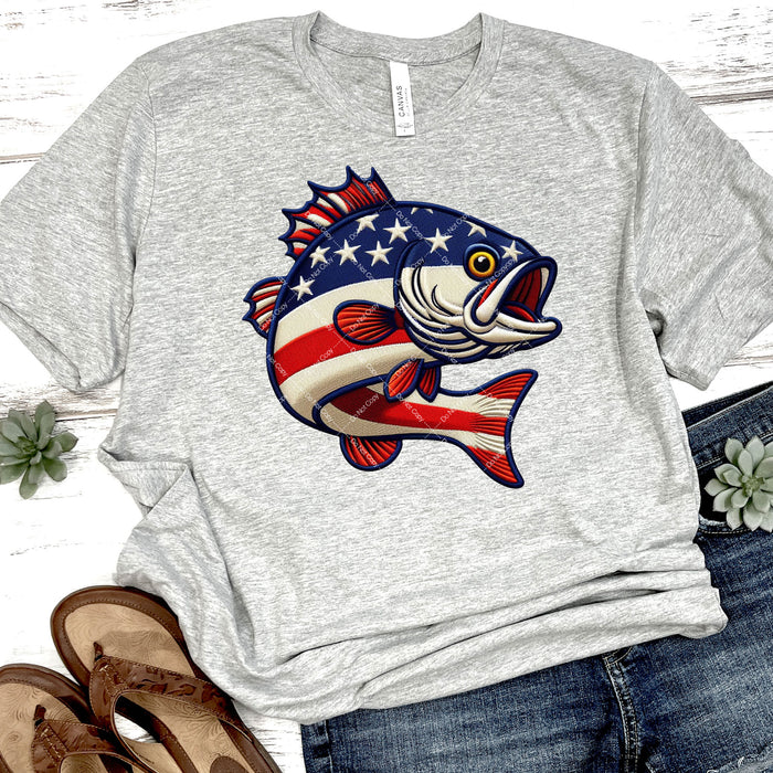 American Fish Faux Embroidery DTF Transfer