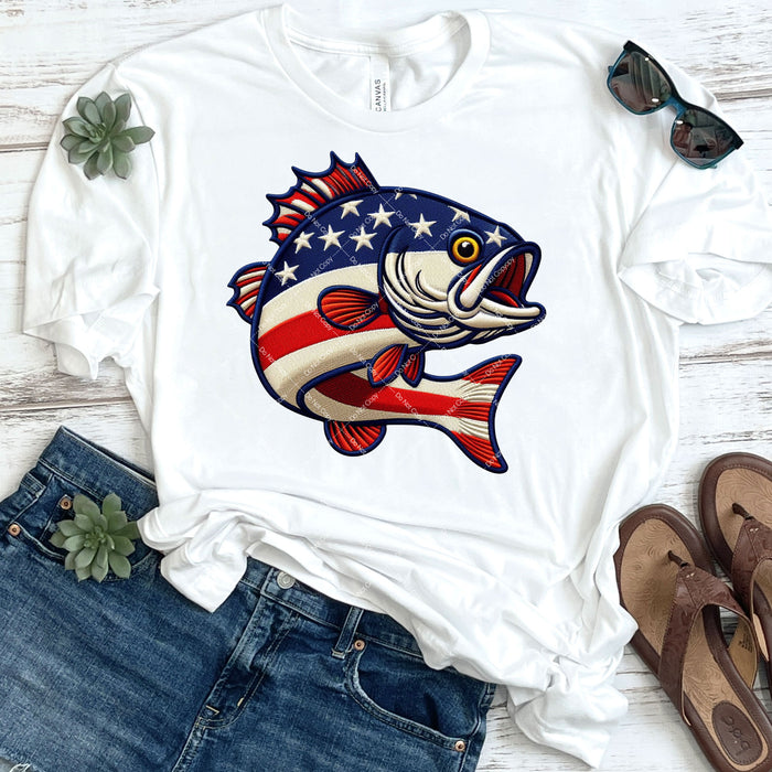 American Fish Faux Embroidery DTF Transfer