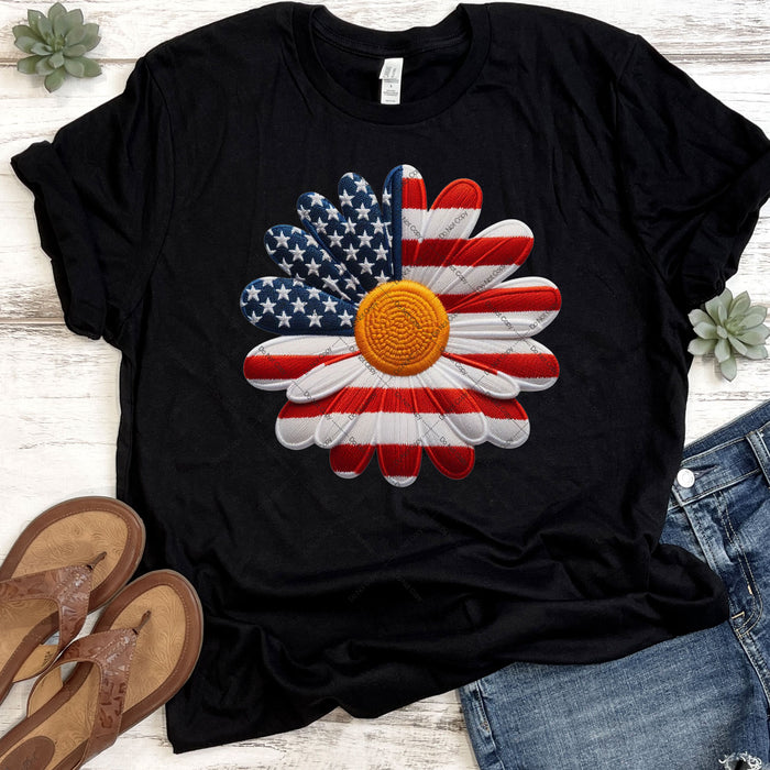 American Daisy Faux Embroidery DTF Transfer