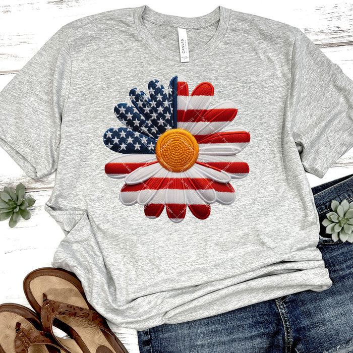 American Daisy Faux Embroidery DTF Transfer